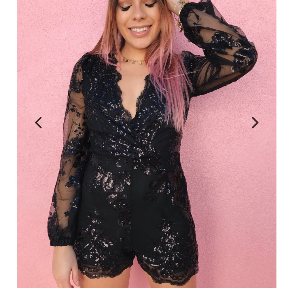 Diamond in the sky black sequin romper size med
